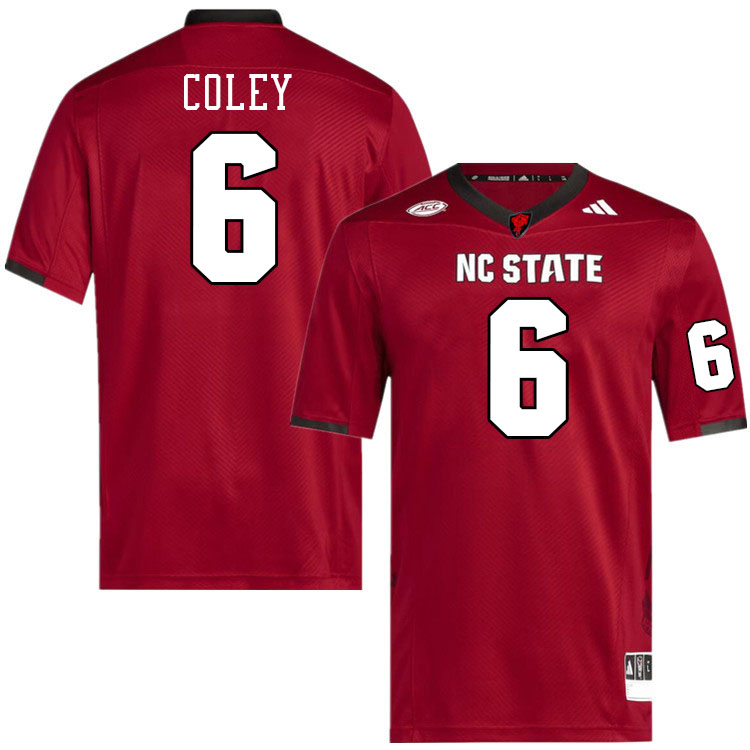 Men #6 Corey Coley NC State Wolfpack College Football Jerseys Stitched-Red